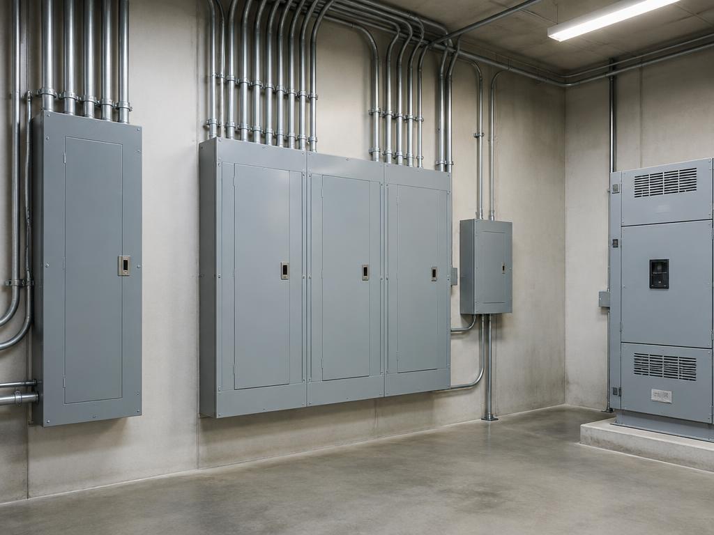 Commercial light-industrial electrical panels and conduit