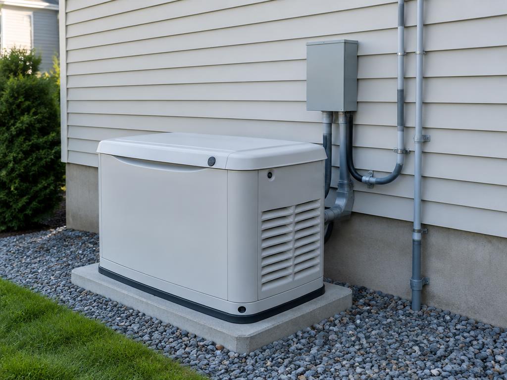 Standby generator and exterior conduit at a home